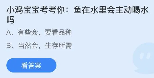 鱼在水里会主动喝水吗？蚂蚁庄园小鸡课堂最新答案7月1日