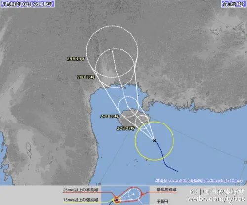 2016年第3号台风银河走向：将影响哪些省份地方？(图)