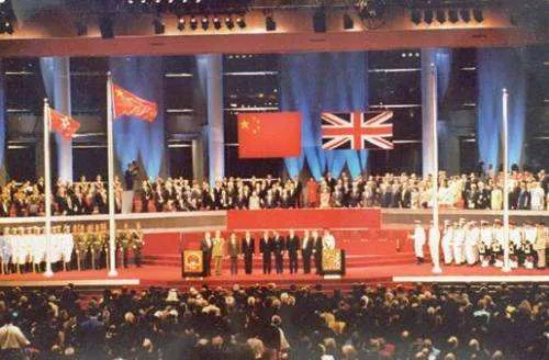 1997年7月1日凌晨中英两国政府香港政权交接仪式会场。(资料图片)