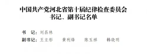 新一届河北省纪委书记、副书记、常委名单（书记刘昌林）