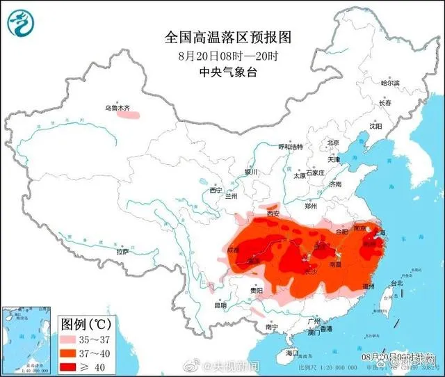 高温预报图被烫红了中央气象台连续9天发高温红色预警